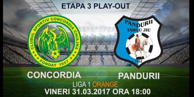 CONCORDIA CHIAJNA – PANDURII TÂRGU JIU, ETAPA A III-A PLAY OUT, VINERI 31 MARTIE, ORA 18:00